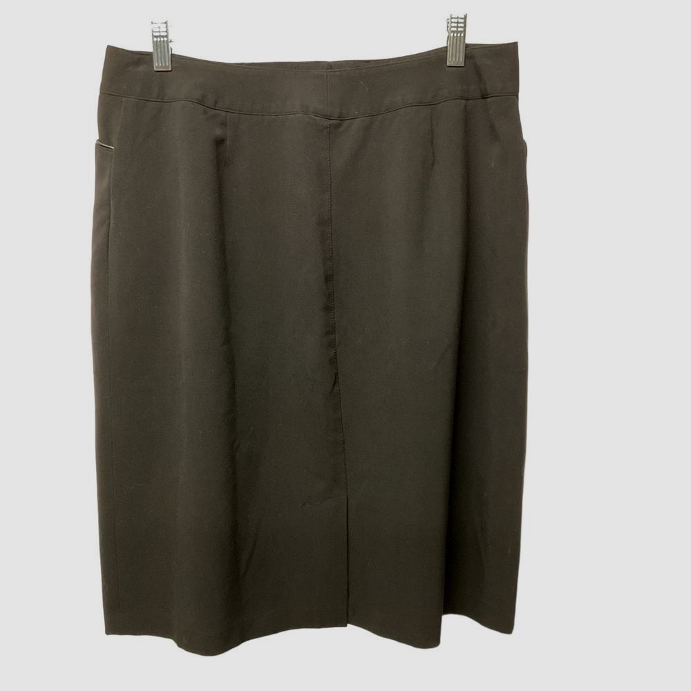 Larry Levine‎ Stretch Pencil Skirt Black Buckle Size 12 Classic Work Minimalist - Picture 6 of 16